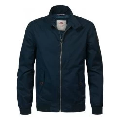 Blouson Zippé Petrol Industries Bleu Marine Uni, Rembourré Nylon, à Col Montant Boutonné