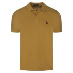 Polo En Maille Piquée Fred Perry En Coton Avec Manches Courtes Et Col Boutonné Caramel