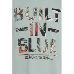 T-shirt Blend En Coton Vert D'eau à Imprimé Poitrine, à Coupe Droite Et Col Rond -Passons à la mode masculine ! 111498 145655vt t shirt blend en coton vert d eau a imprime poitrine a coupe droite et col rond 03 600x600