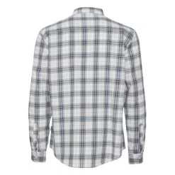 Chemise Blend En Coton Blanc à Carreaux Bleu Marine, à Coupe Droite Et Col Français -Passons à la mode masculine ! 111509 145644vt chemise blend en coton blanc a carreaux bleu marine a coupe droite et col francais 02 600x600