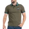 Polo En Maille Piquée Ruckfield Avec Manches Courtes Et Col Boutonné Vert Kaki