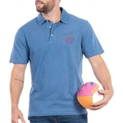 Polo Maille Piquée Ruckfield Avec Manches Courtes Et Col Boutonné Ruckfield Bleu