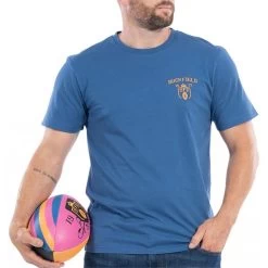 T-shirt Col Rond Ruckfield En Coton Avec Manches Courtes Bleu