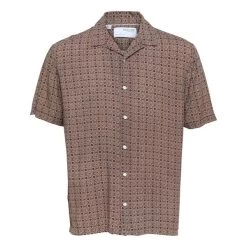 Chemise Manches Courtes Et Col Cubain Selected Brique