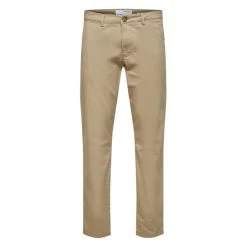 Pantalon Selected New Miles En Coton Biologique Mélangé Beige