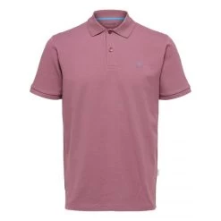Polo En Maille Piquée Selected Dant En Coton Biologique Avec Manches Courtes Et Col Boutonné Rose