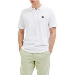 Polo En Maille Piquée Selected Dante En Coton Biologique à Manches Courtes Et Col Boutonné Blanc -Passons à la mode masculine ! 111840 145166vt polo en maille piquee selected dante en coton biologique a manches courtes et col boutonne blanc 03 600x600