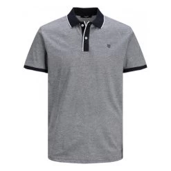 JACK&JONES Premium Polo Col Boutonné à Manches Courtes Jack & Jones Premium En Coton Bleu Marine Chiné