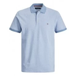 JACK&JONES Premium Polo Col Boutonné à Manches Courtes Jack & Jones Premium En Coton Bleu