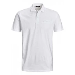 JACK&JONES Premium Polo Col Boutonné à Manches Courtes Jack & Jones Premium En Coton Blanc