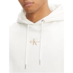 Calvin Klein Jeans Sweat à Capuche Calvin Klein En Coton écru -Passons à la mode masculine ! 112106 144633vt sweat a capuche calvin klein en coton ecru 04 600x600