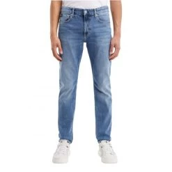 Calvin Klein Jeans Jean Coupe Slim Calvin Klein En Coton Mélangé Bleu Délavé -Passons à la mode masculine ! 112110 144629vt jean coupe slim calvin klein en coton melange bleu delave 06 600x600