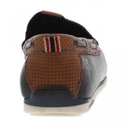 Mocassins Coupe Bateau Bugatti En Cuir Bleu Marine à Semelle Type Basket -Passons à la mode masculine ! 112505 18584ch mocassins coupe bateau bugatti en cuir bleu marine a semelle type basket 04 600x600