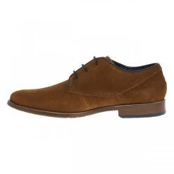 Derbies Bugatti En Croûte De Cuir Marron Cognac à Talon Décroché Bas -Passons à la mode masculine ! 112519 18598ch derbies bugatti en croute de cuir marron cognac a talon decroche bas 03 600x600