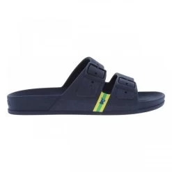 Claquettes Cacatoès Bleu Marine à Semelle Plate Avec Double Bride Moulée Logotypée