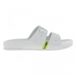 Claquettes Cacatoès Blanches à Semelle Plate Avec Double Bride Moulée Logotypée