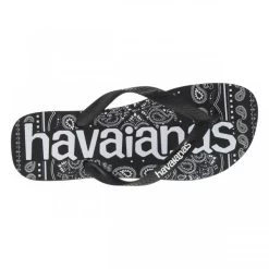 Havaianas Tongs Havaïanas Antidérapantes, Entre-doigts Noires, Motifs Cachemire Et Logo Contrastant -Passons à la mode masculine ! 112714 18892ch tongs havaianas antiderapantes entre doigts noires motifs cachemire et logo contrastant 05 600x600