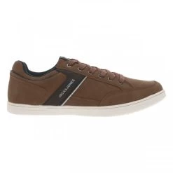 Jack & Jones Baskets Basses Jack And Jones Aspect Cuir Marron à Semelle Plate Beige