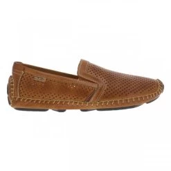 Mocassins Pikolinos Coupe Bateau En Cuir Brandy à Semelle Plate Et à Soufflets élastiqués