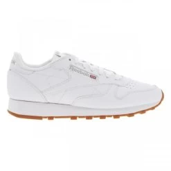 Baskets Basses Reebok CLASSIC En Cuir Enduit Blanc à Semelle Running Semi-compensée
