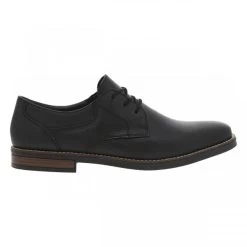 Derbies RIEKER® En Cuir Noir à Talon Aspect Boisé Décroché Bas