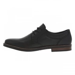 Derbies RIEKER® En Cuir Noir à Talon Aspect Boisé Décroché Bas -Passons à la mode masculine ! 113168 19517ch derbies rieker en cuir noir a talon aspect boise decroche bas 03 600x600