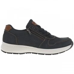 Baskets Basses Avec Des Lacets Plats RIEKER® En Cuir Bleu Marine
