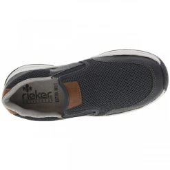 Mocassins à Soufflets élastiqués RIEKER® En Cuir Bleu Marine -Passons à la mode masculine ! 113181 19530ch mocassins a soufflets elastiques rieker en cuir bleu marine 05 600x600