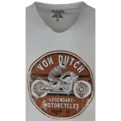 T-shirt Col V Von Dutch En Coton Avec Manches Courtes Blanc -Passons à la mode masculine ! 113655 147423vt t shirt col v von dutch en coton avec manches courtes blanc 03 600x600