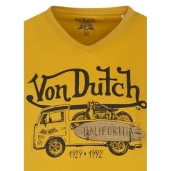 T-shirt Col V Von Dutch En Coton Avec Manches Courtes Jaune Imprimé Fourgonnette -Passons à la mode masculine ! 113656 147422vt t shirt col v von dutch en coton avec manches courtes jaune imprime fourgonnette 03 600x600