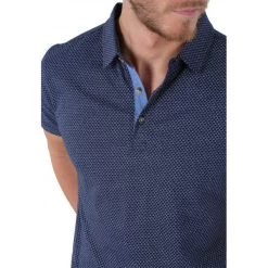 Polo Deeluxe En Coton Avec Manches Courtes Et Col Boutonné Bleu Marine Imprimé Abstrait -Passons à la mode masculine ! 113747 147130vt polo deeluxe en coton avec manches courtes et col boutonne bleu marine imprime abstrait 05 600x600