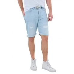 Short Coupe Longue à 5 Poches Deeluxe En Coton Bleu Aspect Usé -Passons à la mode masculine ! 113762 147115vt short coupe longue a 5 poches deeluxe en coton bleu aspect use 05 600x600