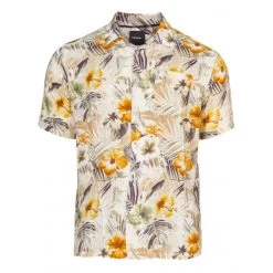 Chemise Avec Manches Courtes Et Col Cubain Kaporal Beige Fleuri