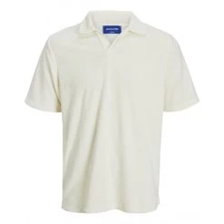 Polo Avec Manches Courtes Et Col V Fendu Jack & Jones Coton Mélangé Blanc