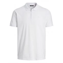 Polo Jack & Jones Avec Manches Courtes Et Col Zippé Blanc