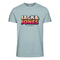 T-shirt Avec Manches Courtes Et Col Rond Jack & Jones Coton Ciel