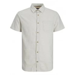 Chemise Avec Manches Courtes Et Col Français Jack & Jones Coton Beige à Pois