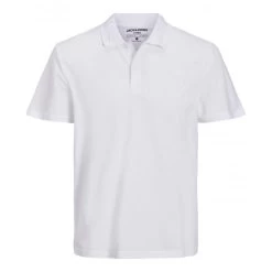 Polo Avec Manches Courtes Et Col Boutonné Jack & Jones Coton Blanc