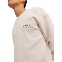 Sweat Avec Manches Longues Et Col Rond Jack & Jones Beige -Passons à la mode masculine ! 114023 146721vt sweat avec manches longues et col rond jack et jones beige 03 600x600