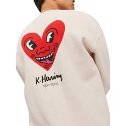 Sweat Avec Manches Longues Et Col Rond Jack & Jones Beige -Passons à la mode masculine ! 114023 146721vt sweat avec manches longues et col rond jack et jones beige 04 600x600