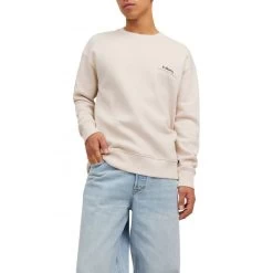 Sweat Avec Manches Longues Et Col Rond Jack & Jones Beige -Passons à la mode masculine ! 114023 146721vt sweat avec manches longues et col rond jack et jones beige 05 600x600