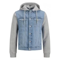 Blouson En Jean Avec Manches Longues Et Col à Capuche Jack & Jones Coton Bleu