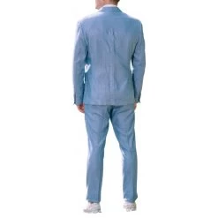 Devant -Passons à la mode masculine ! 114290 147837vt blazer avec manches longues et col cubain hafnium bleu 02 600x600