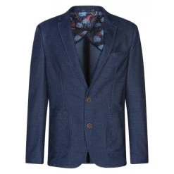 Blazer Hafnium Avec Manches Longues Et Col Cranté Indigo Chiné