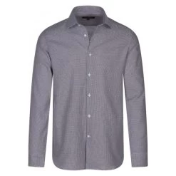 Chemise Bande Originale Avec Manches Longues Et Col Français En Coton Blanc