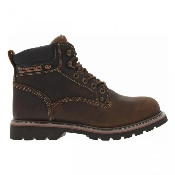 Bottines Fourrées Dockers, En Cuir Nubuck Marron, Talon Décroché Bas 3 Bottines Fourrées Dockers, En Cuir Nubuck Marron, Talon Décroché Bas