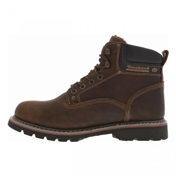 Bottines Fourrées Dockers, En Cuir Nubuck Marron, Talon Décroché Bas 5 Bottines Fourrées Dockers, En Cuir Nubuck Marron, Talon Décroché Bas – Image 3