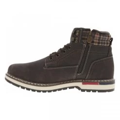 Bottines Fourrées Dockers, En Cuir Grainé Marron, à Chevillière Tartan -Passons à la mode masculine ! 115374 20010ch bottines fourrees dockers en cuir graine marron a chevilliere tartan 03 600x600