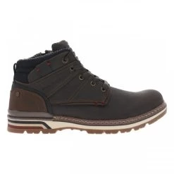 Bottines Doublées Dockers, En Cuir Anthracite à Talon Renforcé Marron Et Zip