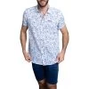 Chemise Avec Manches Courtes Et Col Français Delahaye Coton Blanc Fleuri -Passons à la mode masculine ! 115412 150055vt chemise avec manches courtes et col francais delahaye coton blanc fleuri 01 600x600
